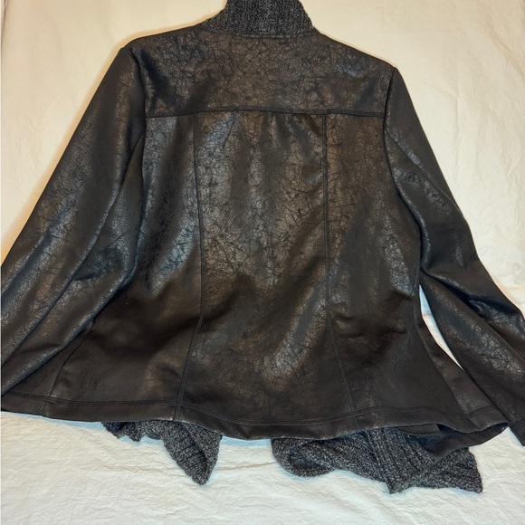 Jones New York Faux Leather Jacket with Knit Collar - Picture 5 of 6